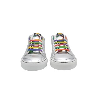 Sneakers PS Artigianali da uomo In pelle Specchiata argento