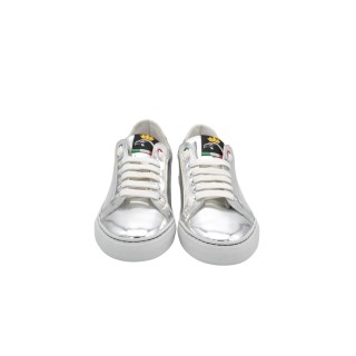 Women's PS Sneakers Handmade In Silver Mirrored Leather