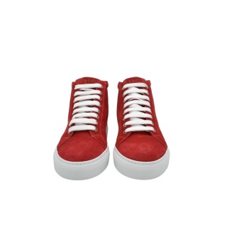 Handmade PS high Sneakers in red suede