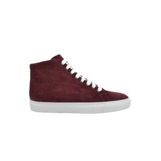 Handcrafted PS High Sneakers in Bordeaux Suede Leather