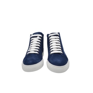 Wysokie Sneakersy PS Męskie w Skórzane z Zamszu Niebieskiego