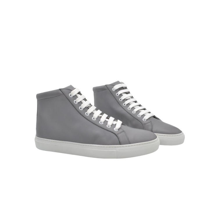 Handcrafted PS High Sneakers in Grey Leather