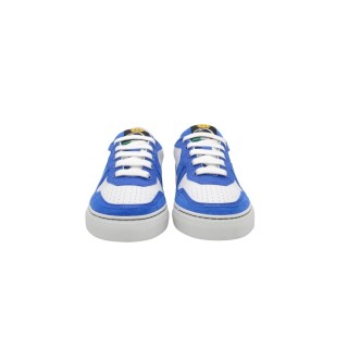 Damskie sneakersy PS z białej skóry i jasnoniebieskiego zamszu