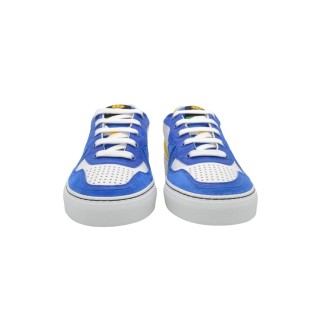 handmade PS Sneakers  made of leather and blue chamois